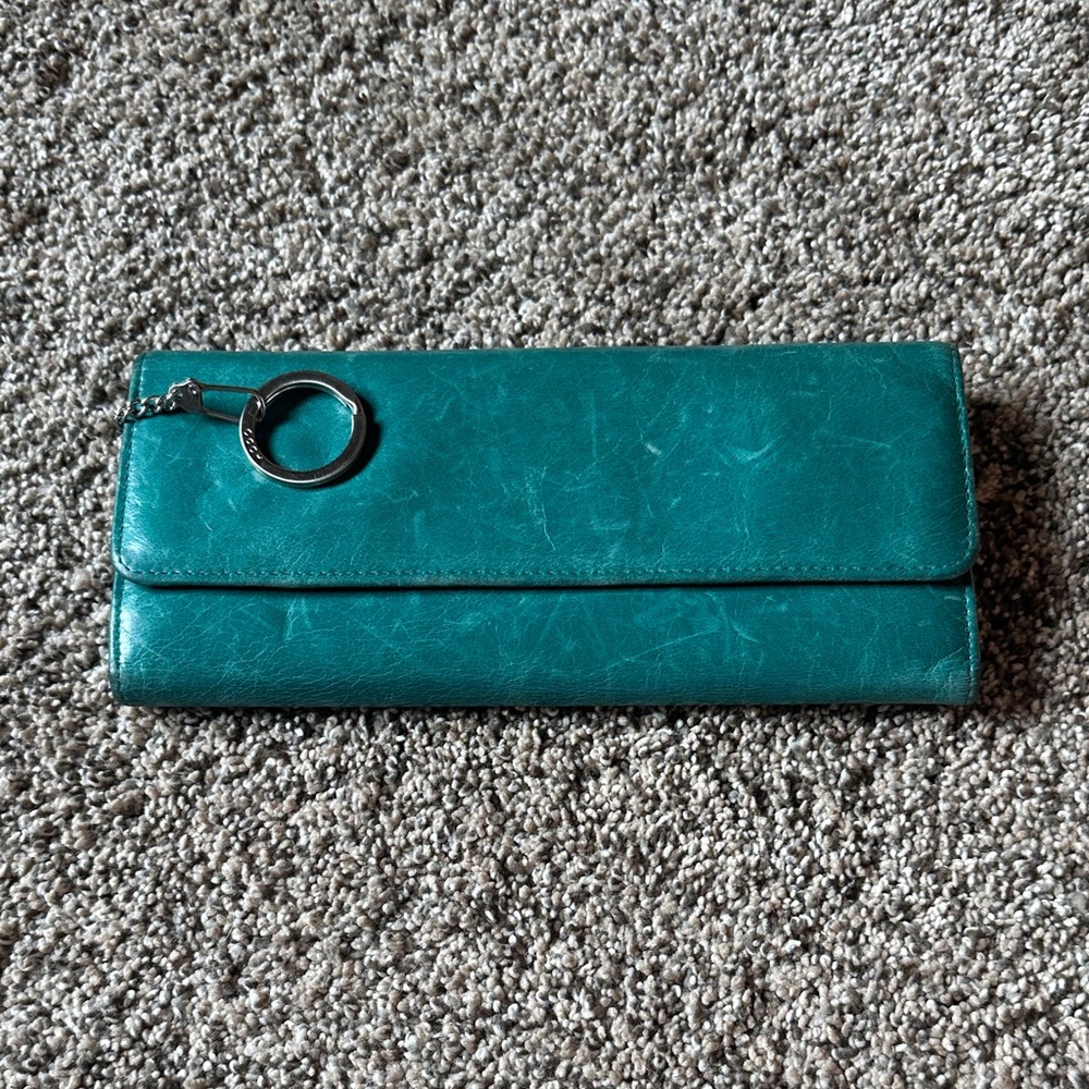 HOBO Teal Leather Clutch Wristlet